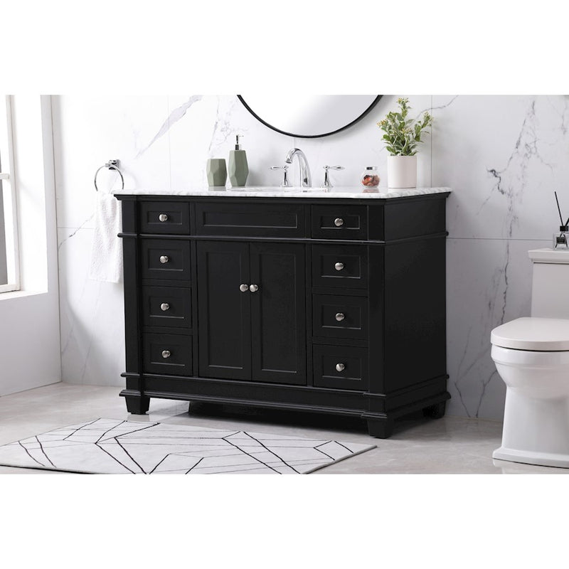 Elegant Kitchen/Bath Wesley 48" Single Bathroom Vanity Set, Black