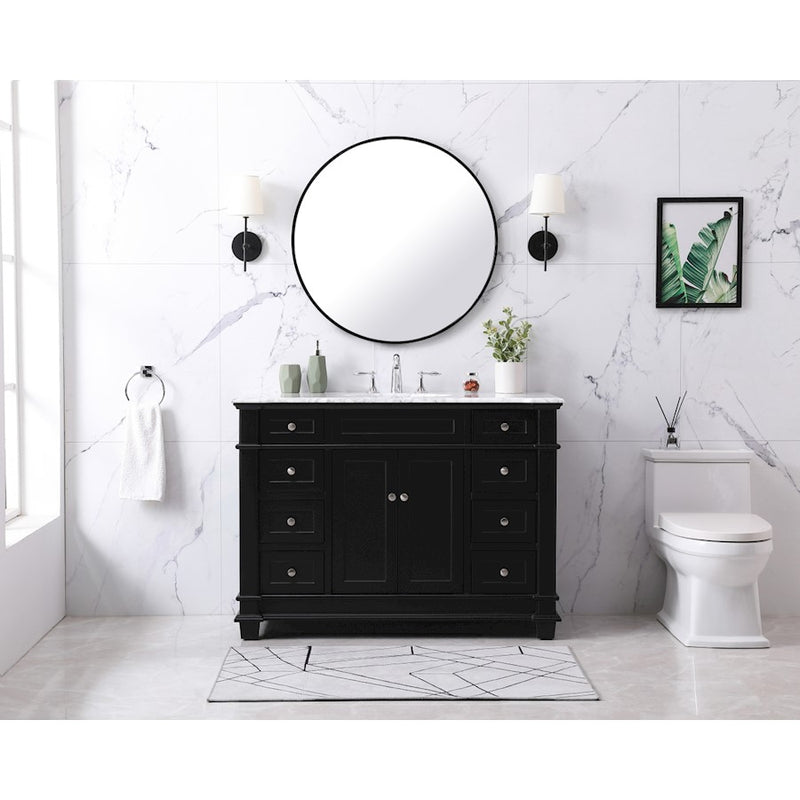 Elegant Kitchen/Bath Wesley 48" Single Bathroom Vanity Set, Black