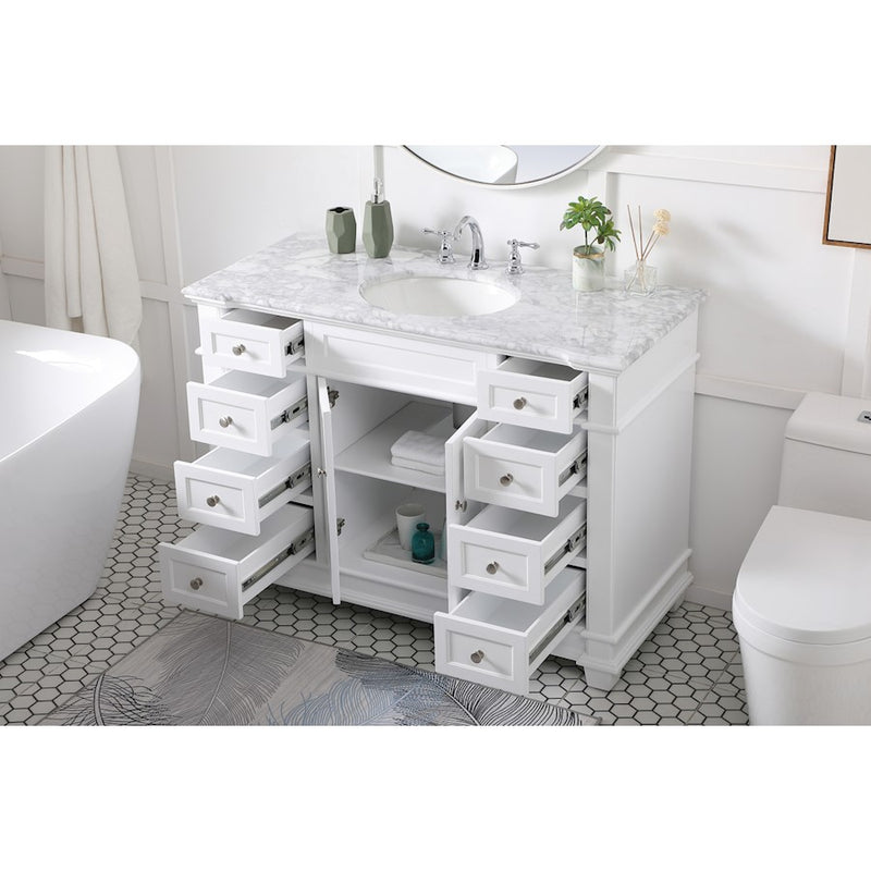Elegant Kitchen/Bath Wesley 48" Single Bathroom Vanity Set, White