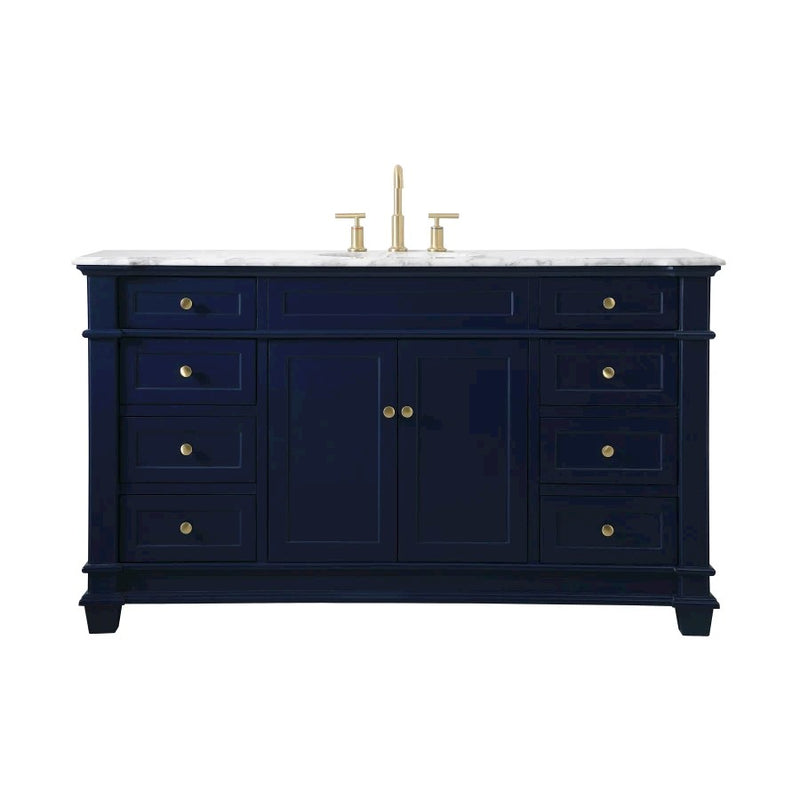 Elegant Kitchen/Bath Wesley 60" Single Bathroom Vanity Set, Blue - VF50060BL