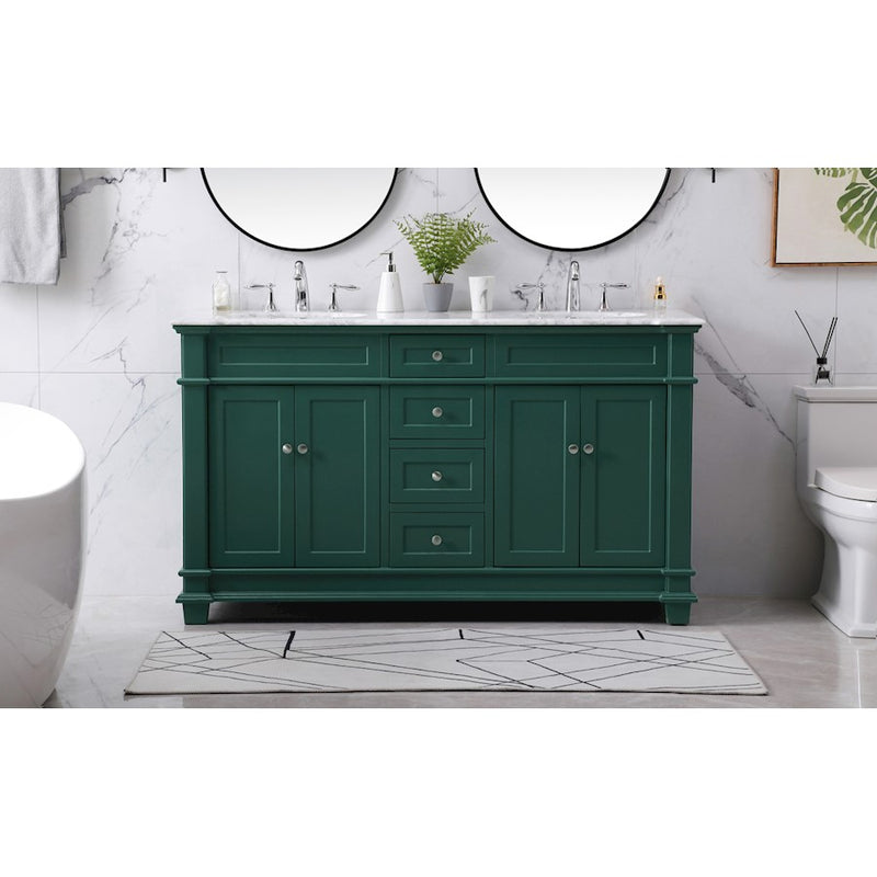 Elegant Kitchen/Bath Wesley 60" Double Bathroom Vanity Set, Black