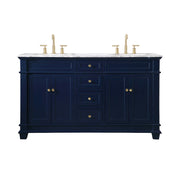 Elegant Kitchen/Bath Wesley 60" Double Bathroom Vanity Set, Blue - VF50060DBL