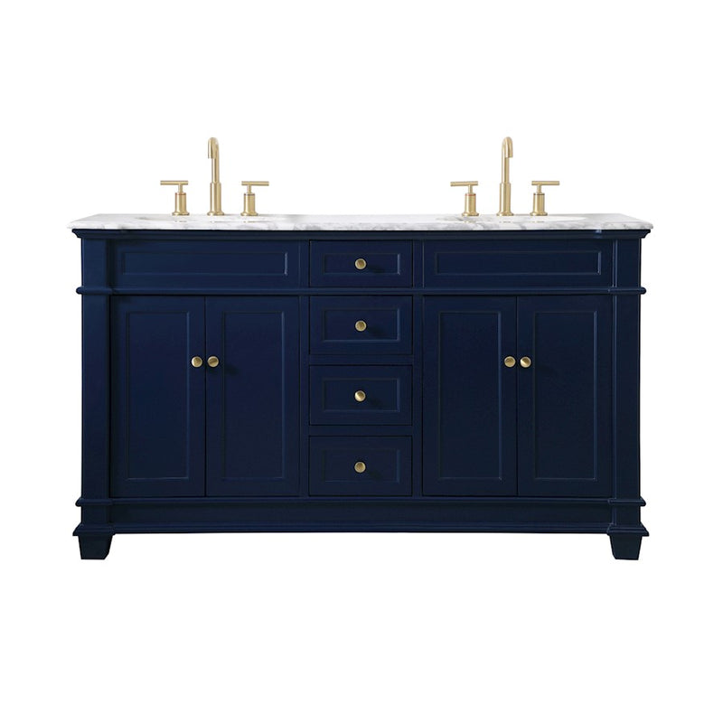 Elegant Kitchen/Bath Wesley 60" Double Bathroom Vanity Set, Blue - VF50060DBL