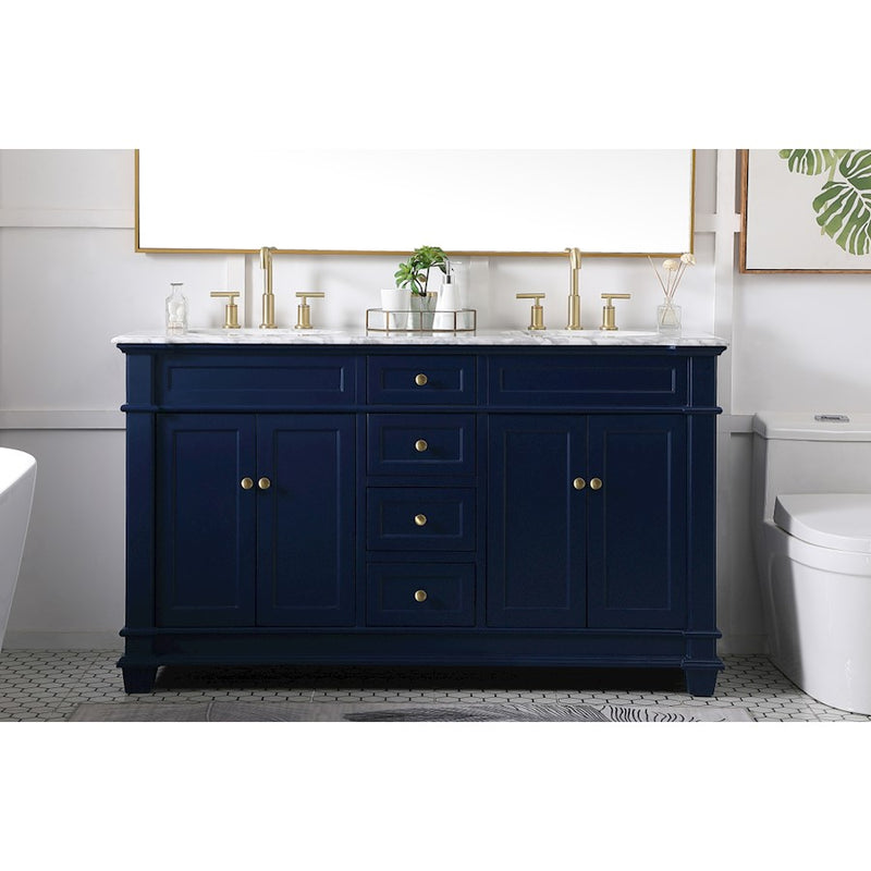 Elegant Kitchen/Bath Wesley 60" Double Bathroom Vanity Set, Blue