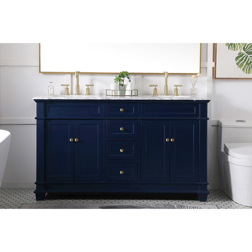 Elegant Kitchen/Bath Wesley 60" Double Bathroom Vanity Set, Blue