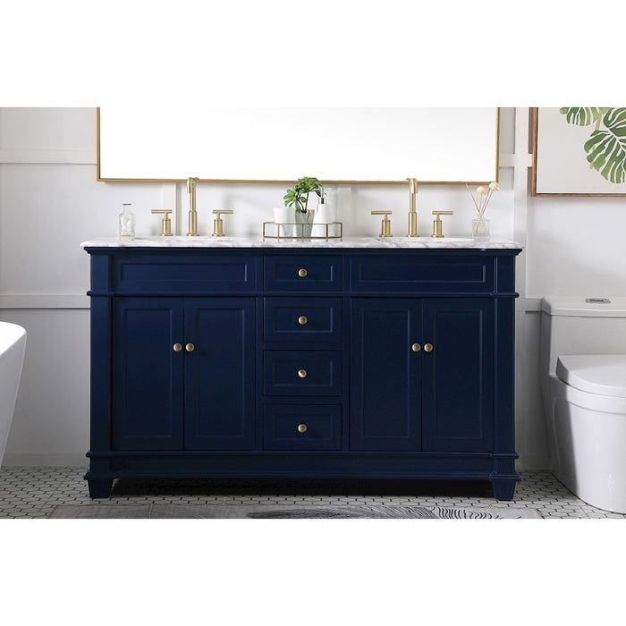 Elegant Kitchen/Bath Wesley 60" Double Bathroom Vanity Set, Blue