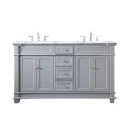 Elegant Kitchen/Bath Wesley 60" Double Bathroom Vanity Set, Grey - VF50060DGR