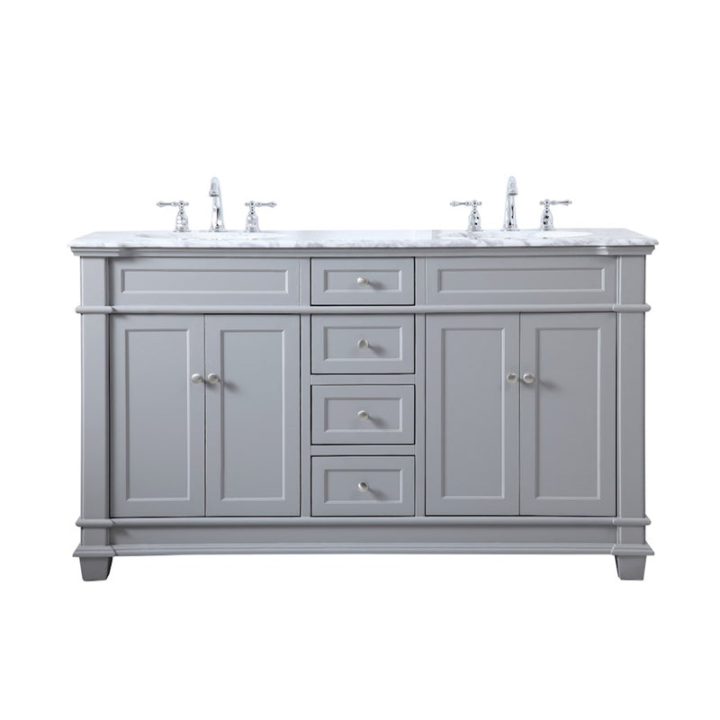 Elegant Kitchen/Bath Wesley 60" Double Bathroom Vanity Set, Grey - VF50060DGR