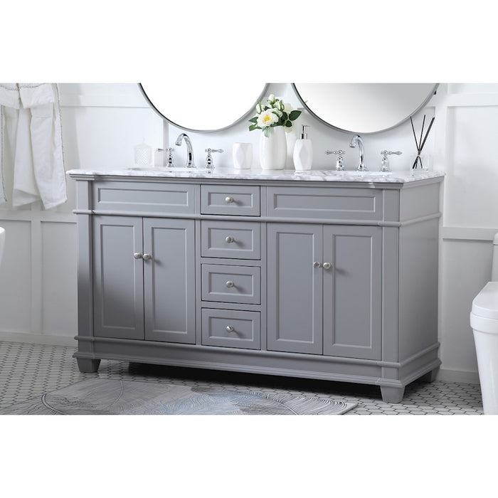 Elegant Kitchen/Bath Wesley 60" Double Bathroom Vanity Set, Grey
