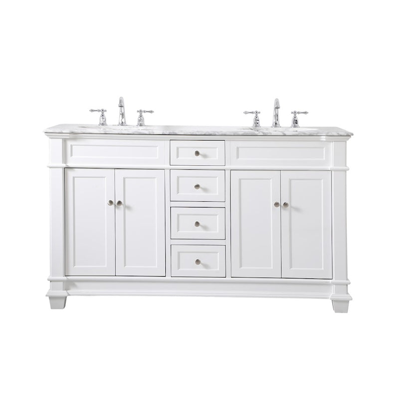 Elegant Kitchen/Bath Wesley 60" Double Bathroom Vanity Set, White - VF50060DWH