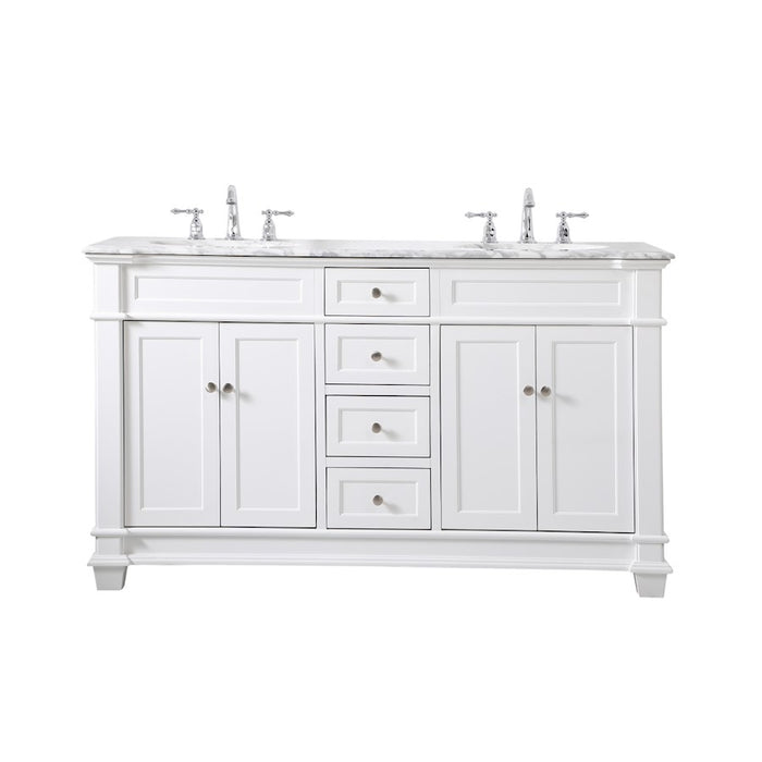Elegant Kitchen/Bath Wesley 60" Double Bathroom Vanity Set, White - VF50060DWH