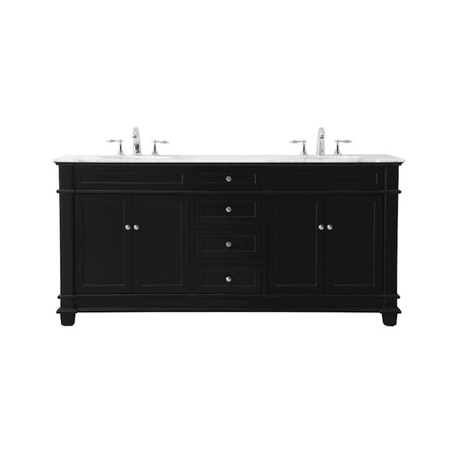 Elegant Kitchen/Bath Wesley 72" Double Bathroom Vanity Set, Black - VF50072DBK