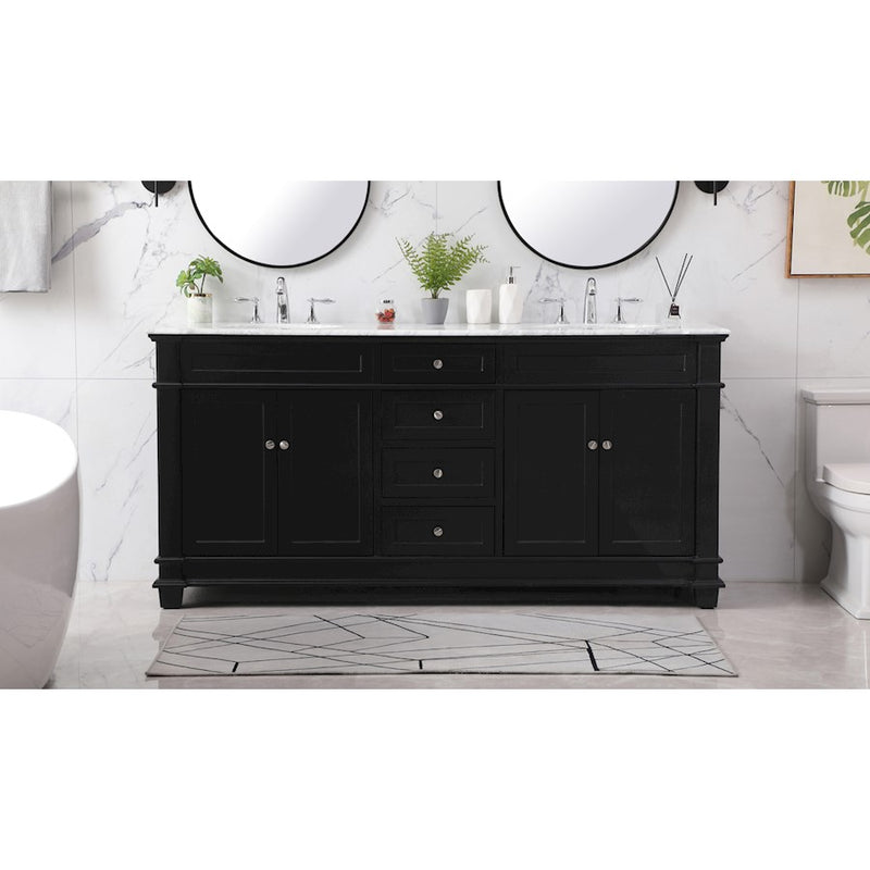 Elegant Kitchen/Bath Wesley 72" Double Bathroom Vanity Set, Black