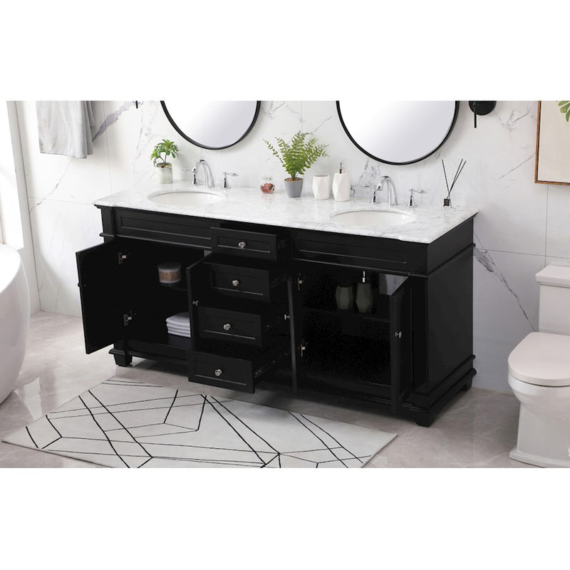 Elegant Kitchen/Bath Wesley 72" Double Bathroom Vanity Set, Black