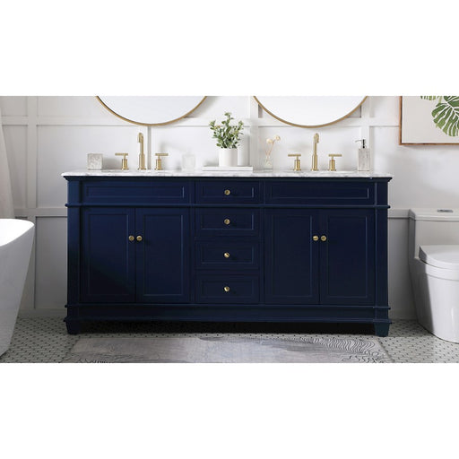 Elegant Kitchen/Bath Wesley 72" Double Bathroom Vanity Set, Blue