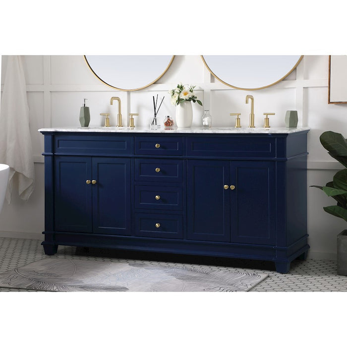 Elegant Kitchen/Bath Wesley 72" Double Bathroom Vanity Set, Blue