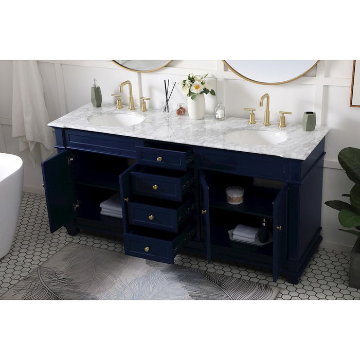 Elegant Kitchen/Bath Wesley 72" Double Bathroom Vanity Set, Blue