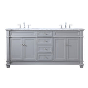 Elegant Kitchen/Bath Wesley 72" Double Bathroom Vanity Set, Grey - VF50072DGR