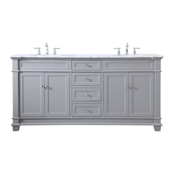Elegant Kitchen/Bath Wesley 72" Double Bathroom Vanity Set, Grey - VF50072DGR