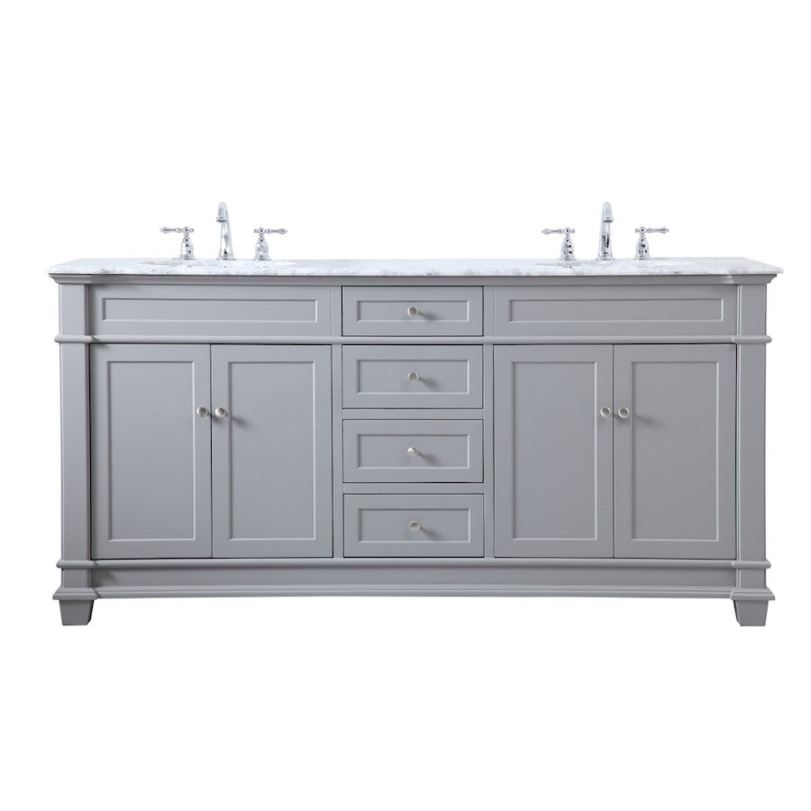 Elegant Kitchen/Bath Wesley 72" Double Bathroom Vanity Set, Grey - VF50072DGR
