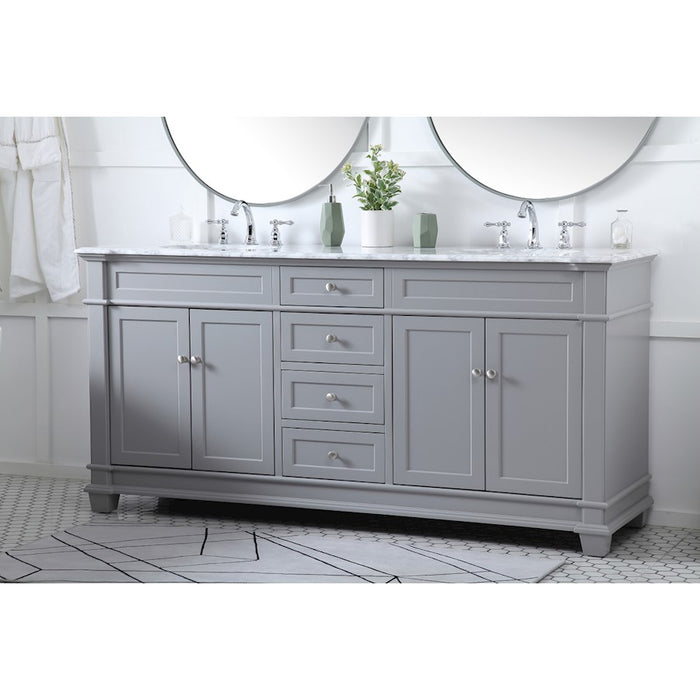 Elegant Kitchen/Bath Wesley 72" Double Bathroom Vanity Set, Grey