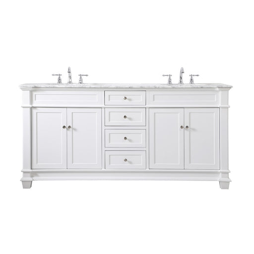 Elegant Kitchen/Bath Wesley 72" Double Bathroom Vanity Set, White - VF50072DWH