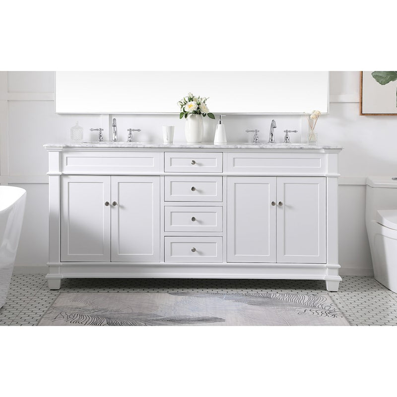 Elegant Kitchen/Bath Wesley 72" Double Bathroom Vanity Set, White