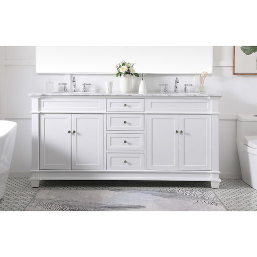 Elegant Kitchen/Bath Wesley 72" Double Bathroom Vanity Set, White