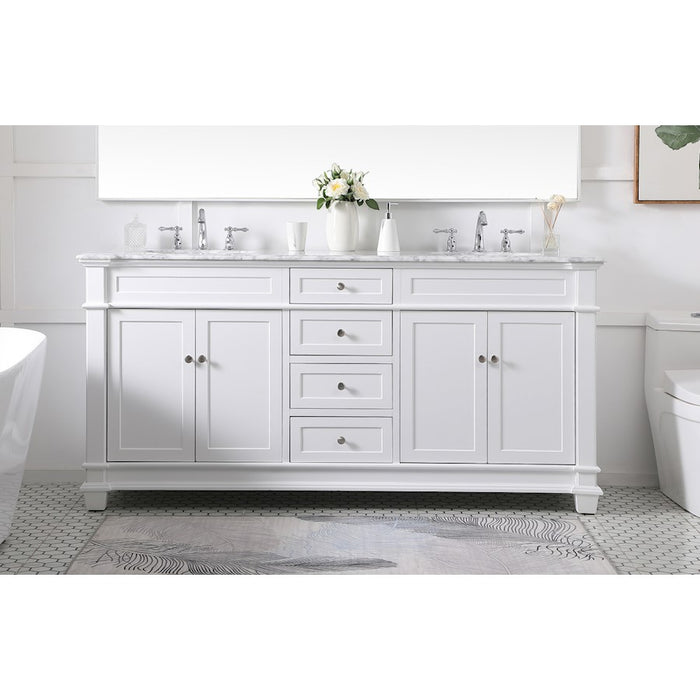Elegant Kitchen/Bath Wesley 72" Double Bathroom Vanity Set, White
