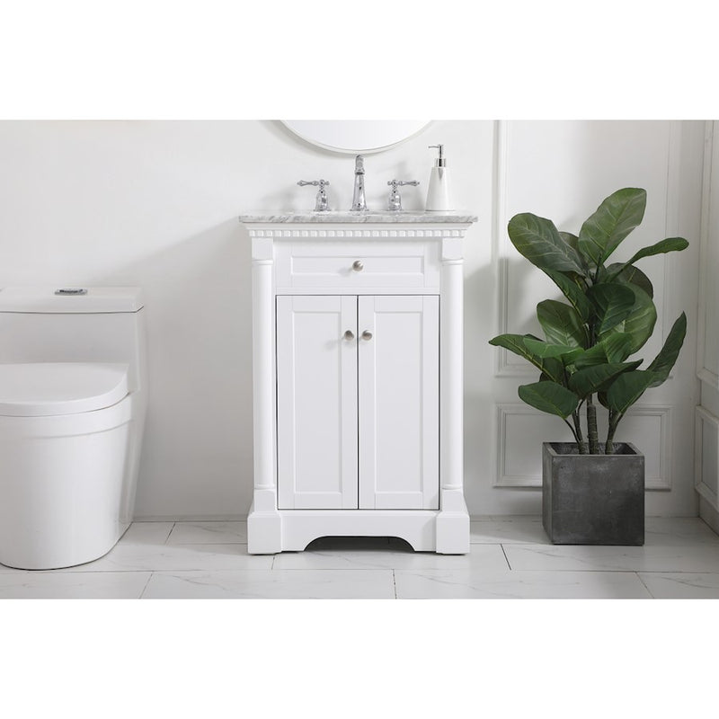 Elegant Kitchen/Bath Clarence 24" Single Bathroom Vanity, White