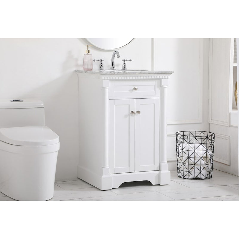 Elegant Kitchen/Bath Clarence 24" Single Bathroom Vanity, White