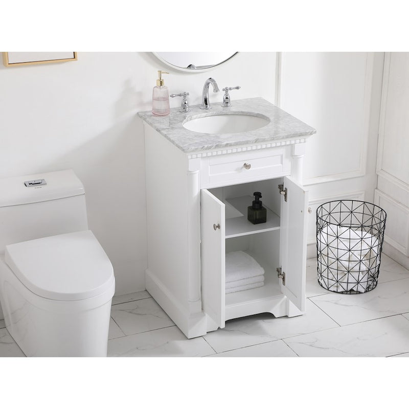 Elegant Kitchen/Bath Clarence 24" Single Bathroom Vanity, White
