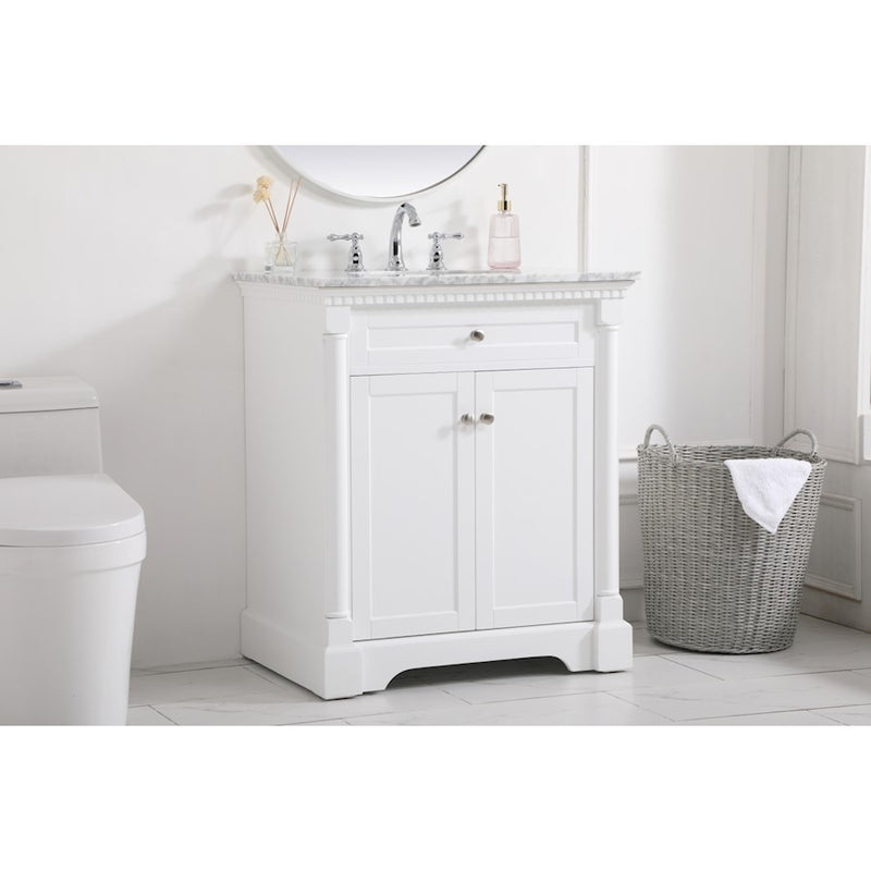 Elegant Kitchen/Bath Clarence 30" Single Bathroom Vanity, White