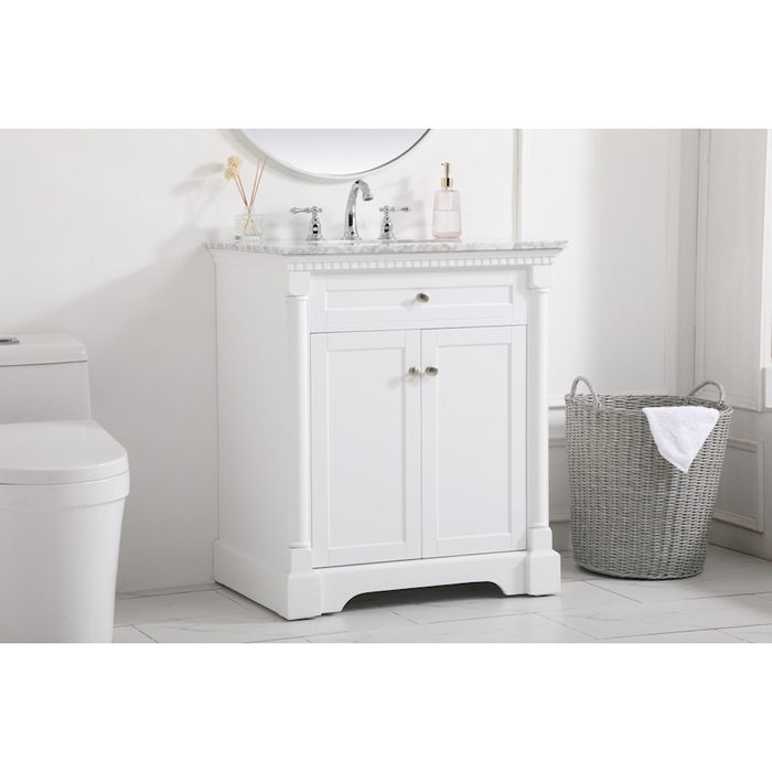 Elegant Kitchen/Bath Clarence 30" Single Bathroom Vanity, White