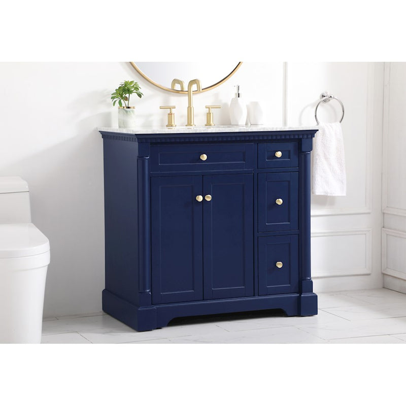 Elegant Kitchen/Bath Clarence 36" Single Bathroom Vanity, Blue
