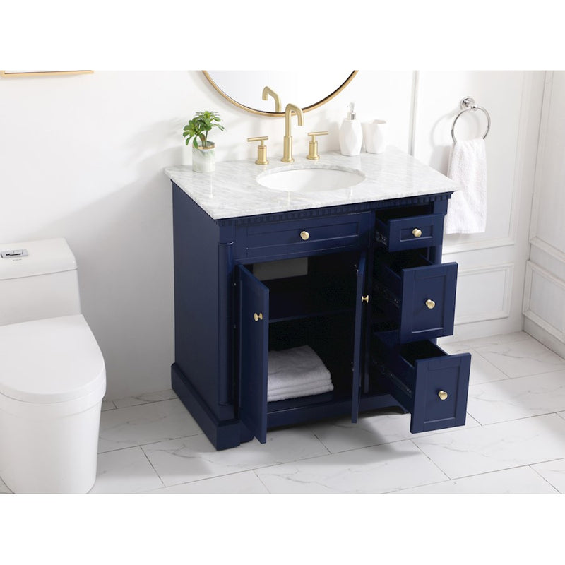 Elegant Kitchen/Bath Clarence 36" Single Bathroom Vanity, Blue
