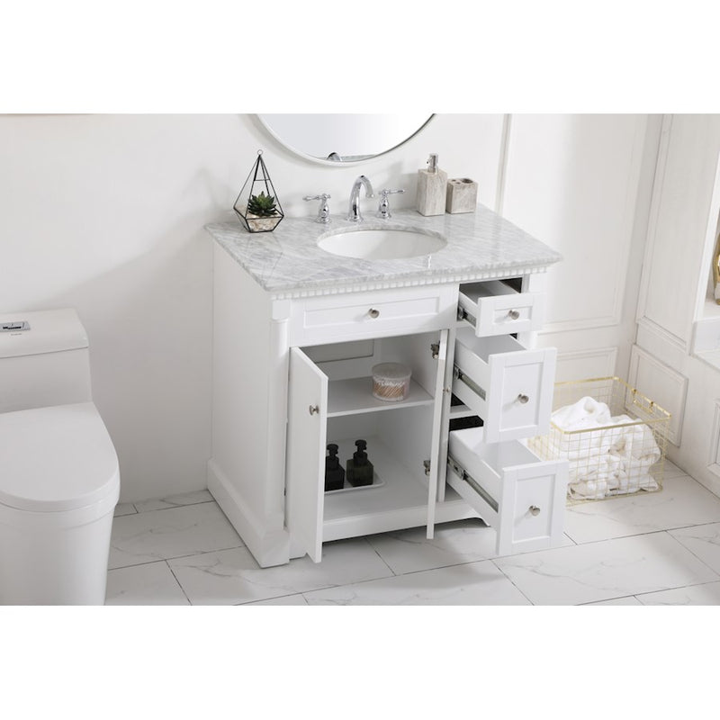 Elegant Kitchen/Bath Clarence 36" Single Bathroom Vanity, White