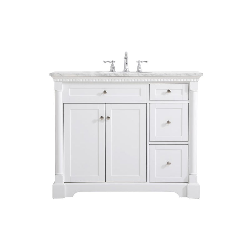 Elegant Kitchen/Bath Clarence 42" Single Bathroom Vanity, White - VF53042WH