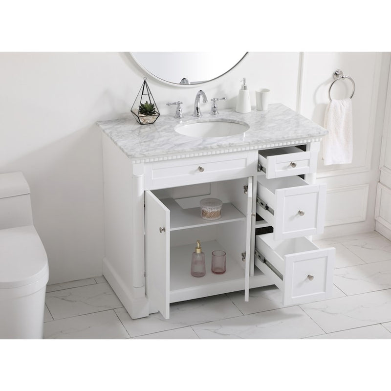 Elegant Kitchen/Bath Clarence 42" Single Bathroom Vanity, White