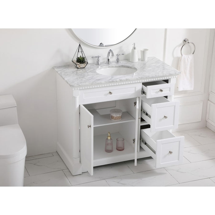 Elegant Kitchen/Bath Clarence 42" Single Bathroom Vanity, White