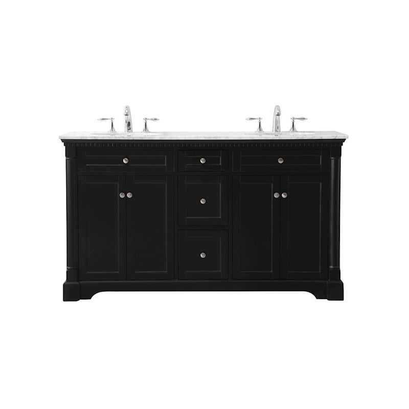 Elegant Kitchen/Bath Clarence 60" Double Bathroom Vanity Set, Black - VF53060DBK
