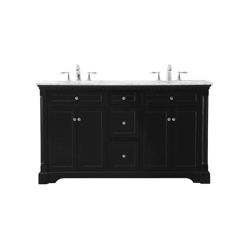 Elegant Kitchen/Bath Clarence 60" Double Bathroom Vanity Set, Black - VF53060DBK