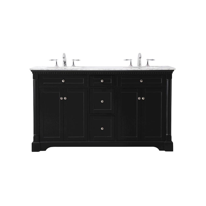 Elegant Kitchen/Bath Clarence 60" Double Bathroom Vanity Set, Black - VF53060DBK