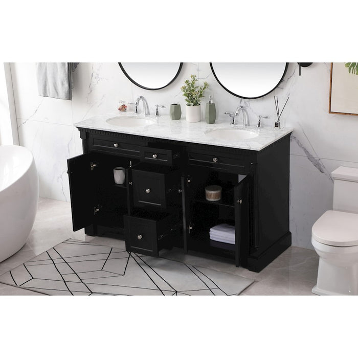 Elegant Kitchen/Bath Clarence 60" Double Bathroom Vanity Set, Black