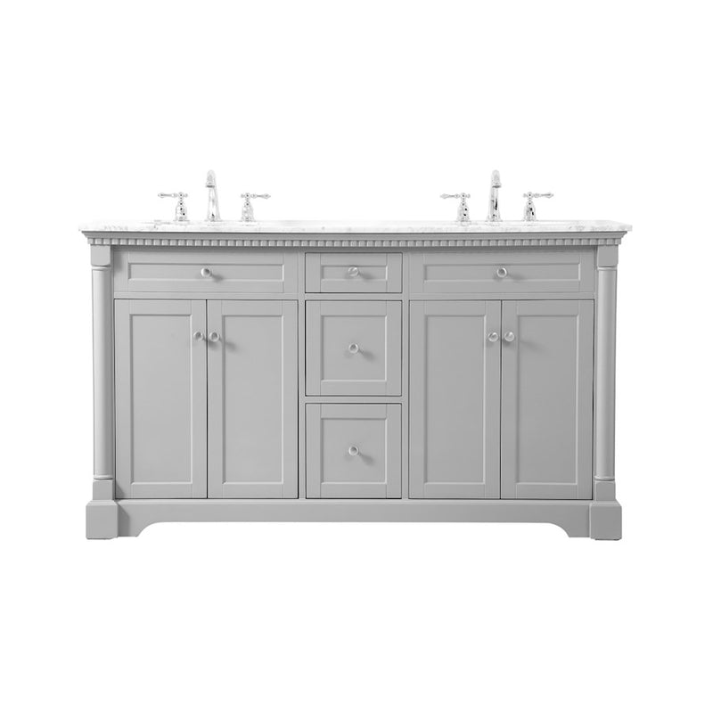 Elegant Kitchen/Bath Clarence 60" Double Bathroom Vanity, Grey - VF53060DGR