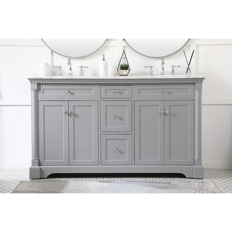 Elegant Kitchen/Bath Clarence 60" Double Bathroom Vanity, Grey