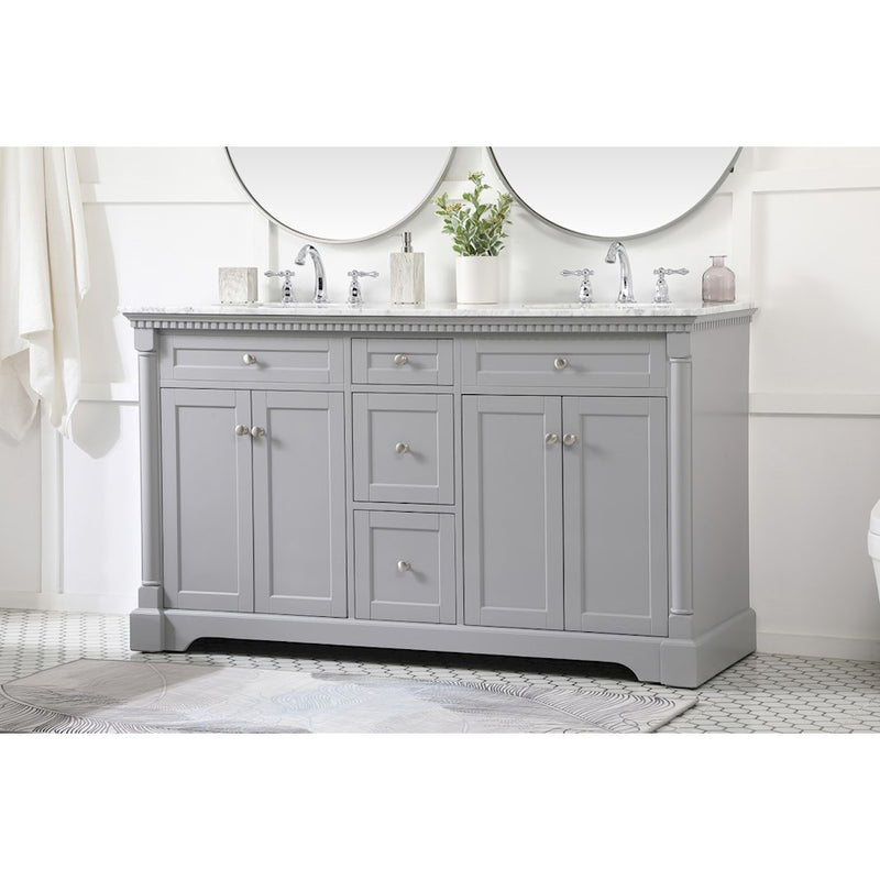 Elegant Kitchen/Bath Clarence 60" Double Bathroom Vanity, Grey