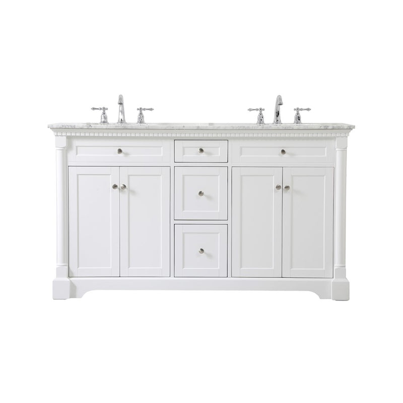 Elegant Kitchen/Bath Clarence 60" Double Bathroom Vanity, White - VF53060DWH
