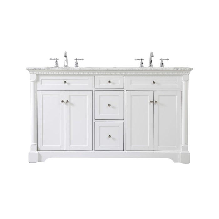 Elegant Kitchen/Bath Clarence 60" Double Bathroom Vanity, White - VF53060DWH