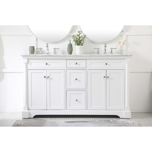 Elegant Kitchen/Bath Clarence 60" Double Bathroom Vanity, White
